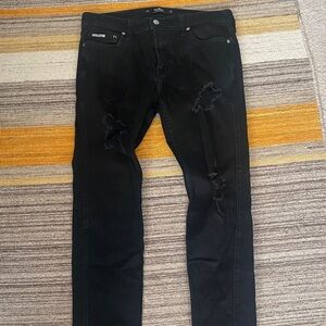Hollister Men's Black Ripped Skinny Jeans; 32/32